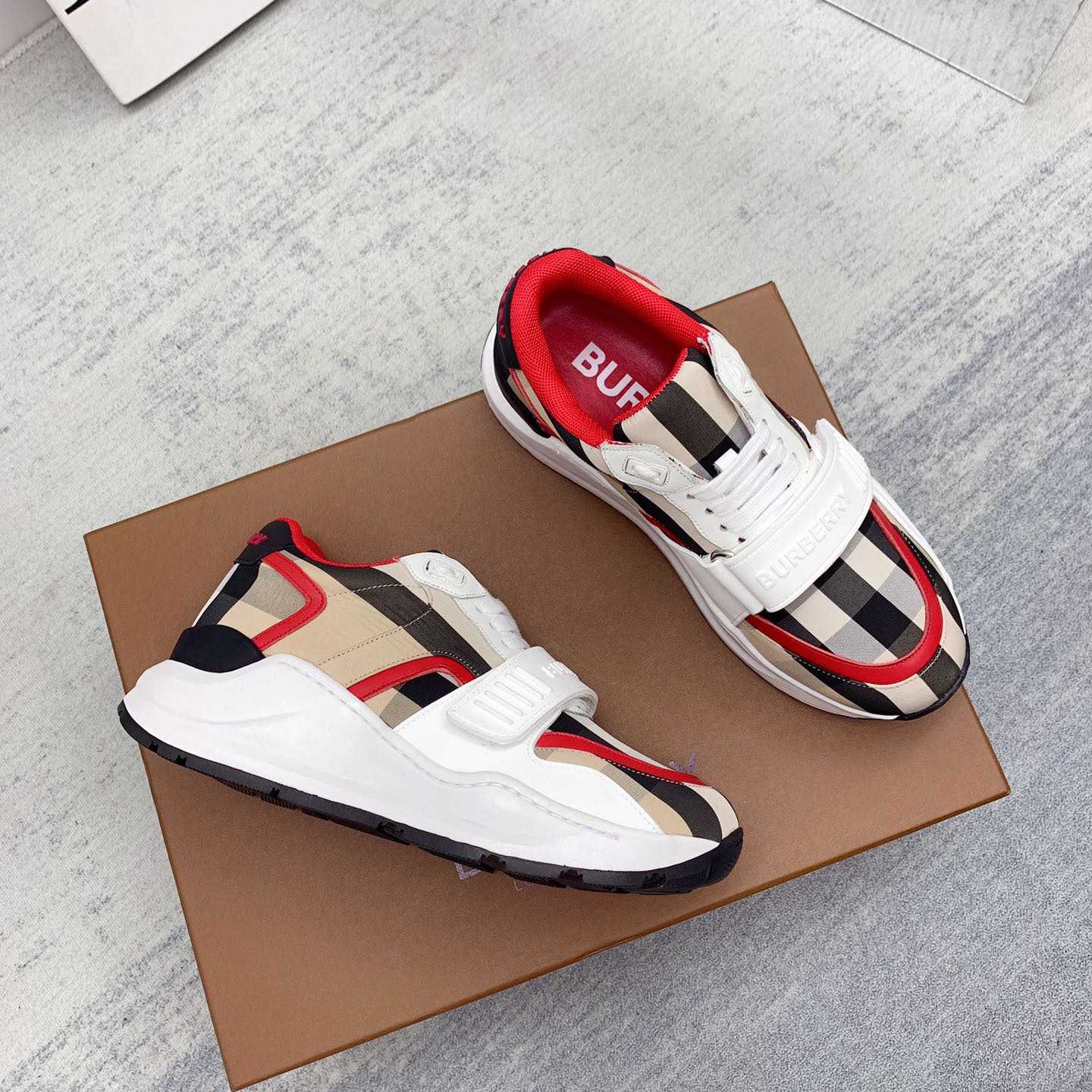 Burberry Check Nylon And Leather Sneakers - PerfectKickZ