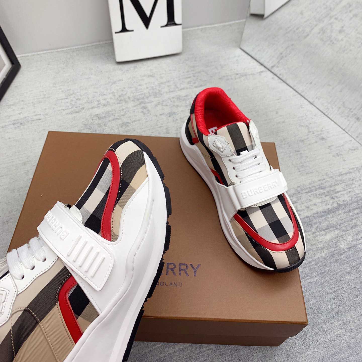 Burberry Check Nylon And Leather Sneakers - PerfectKickZ