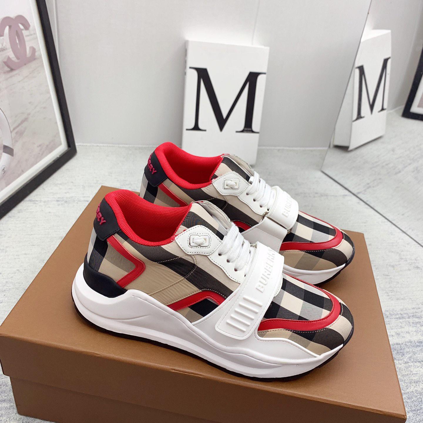 Burberry Check Nylon And Leather Sneakers - PerfectKickZ