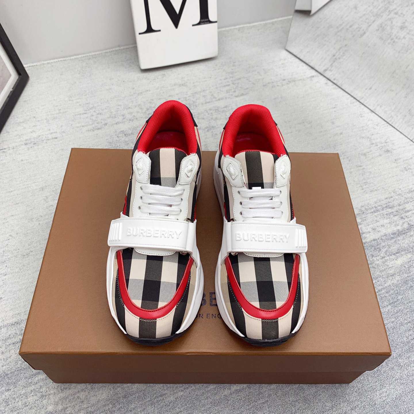 Burberry Check Nylon And Leather Sneakers - PerfectKickZ