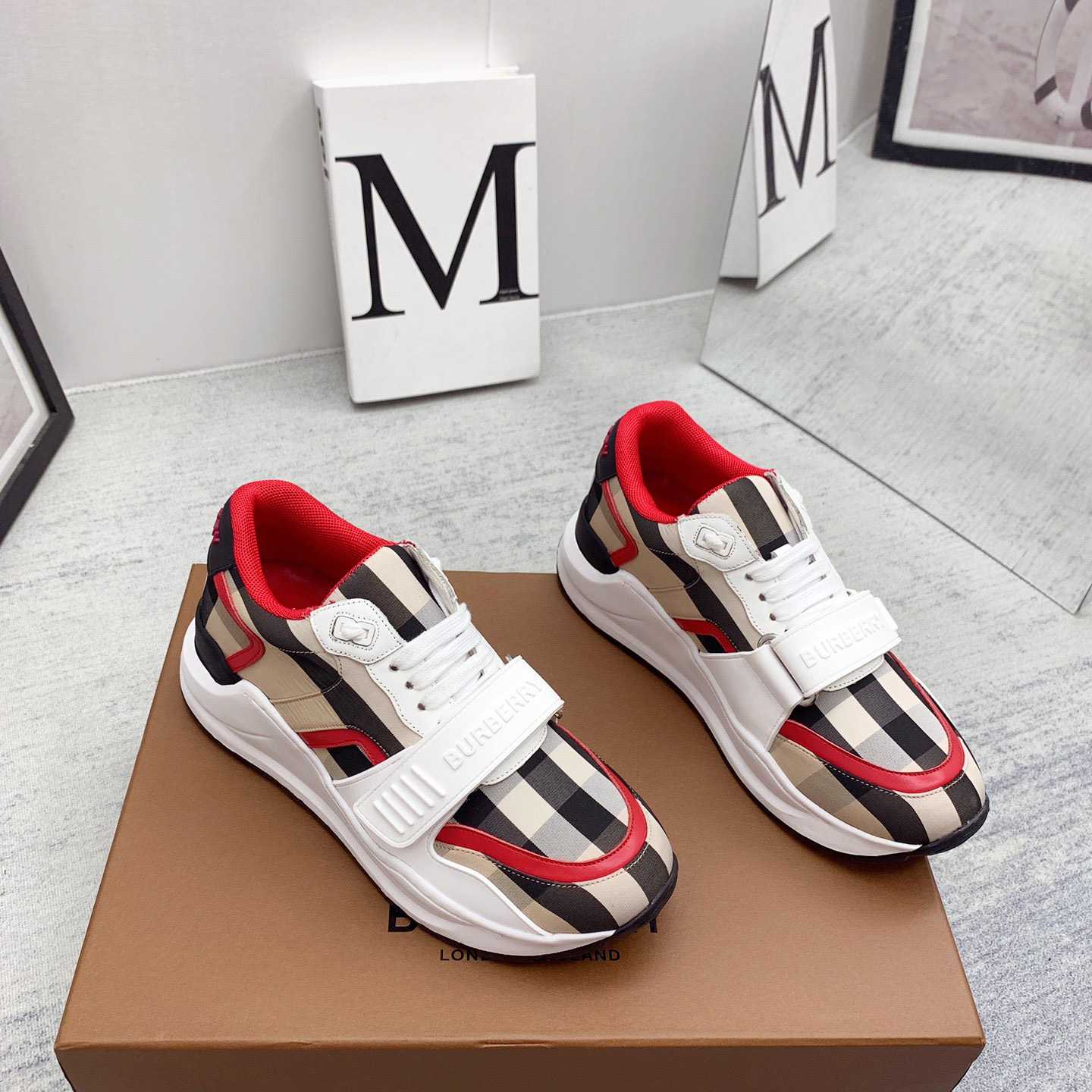 Burberry Check Nylon And Leather Sneakers - PerfectKickZ