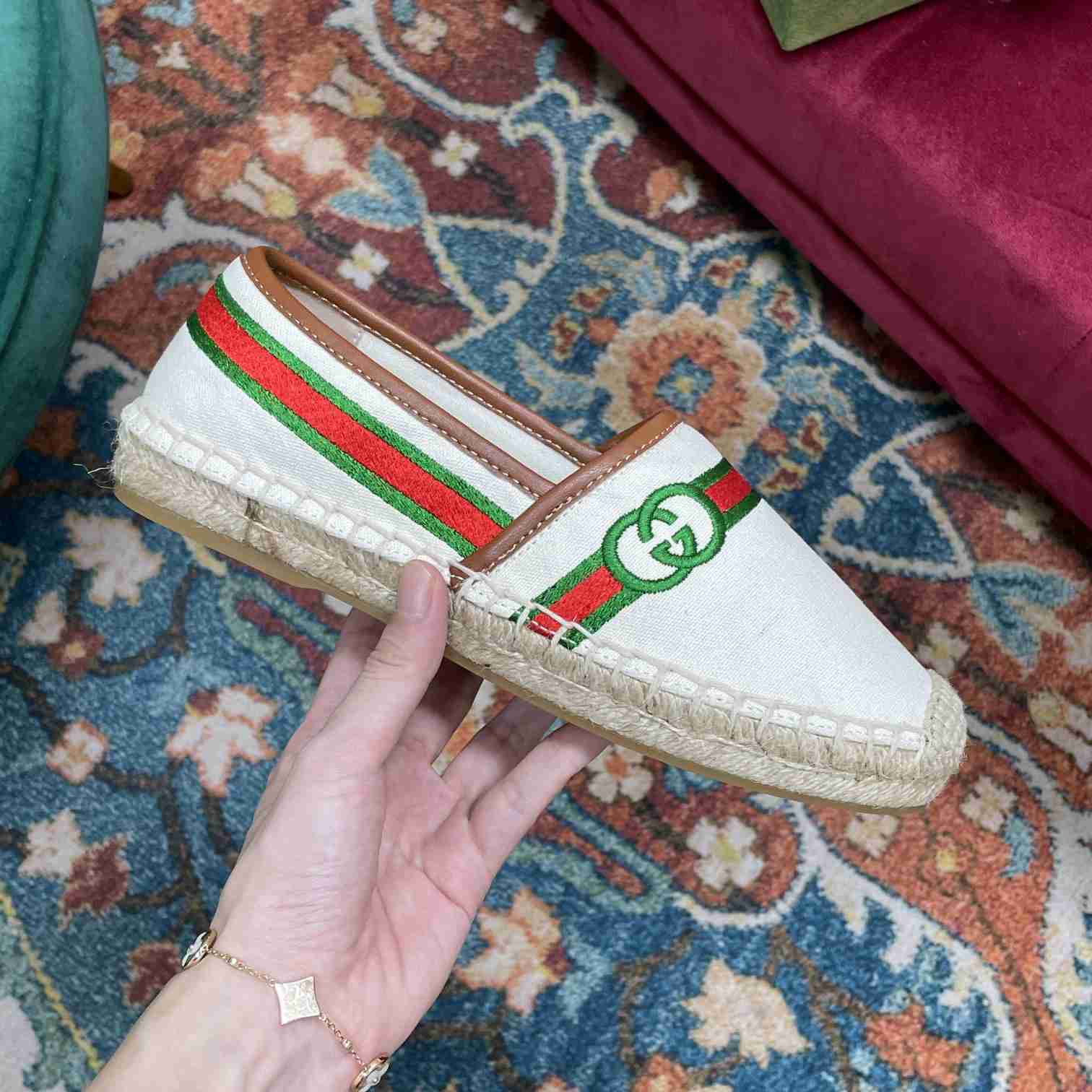 Gucci Embroidered Canvas & Leather Espadrille - PerfectKickZ