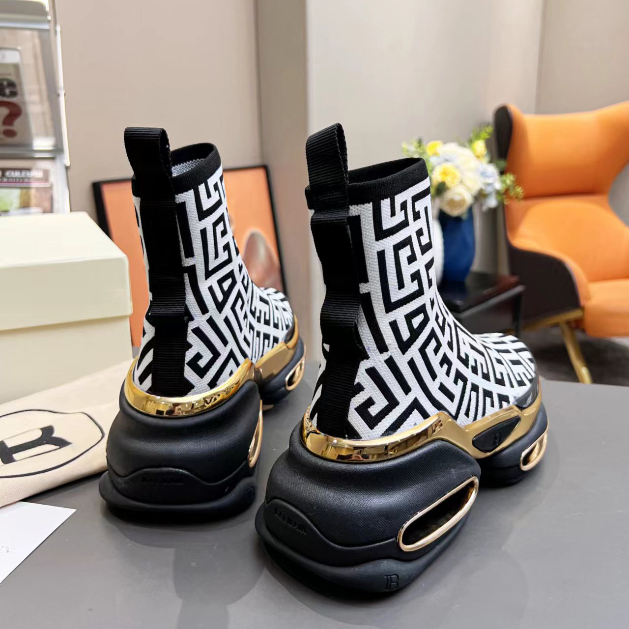 Balmain Kknit And Suede B-Bold High-Top Sneakers - PerfectKickZ