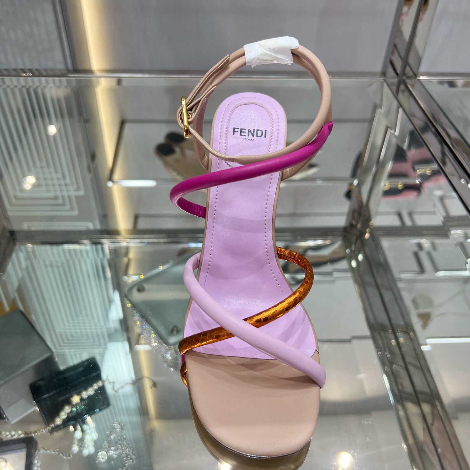 Fendi First Pink Nappa Leather High-Heeled Sandals - PerfectKickZ