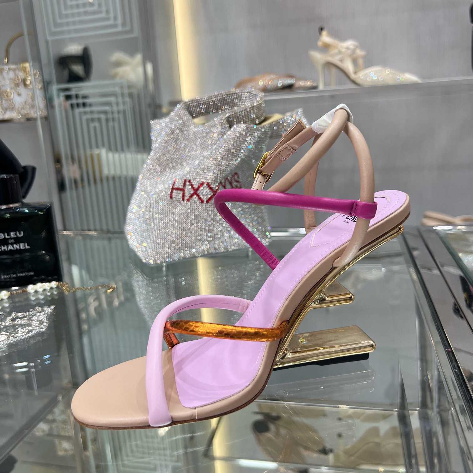 Fendi First Pink Nappa Leather High-Heeled Sandals - PerfectKickZ