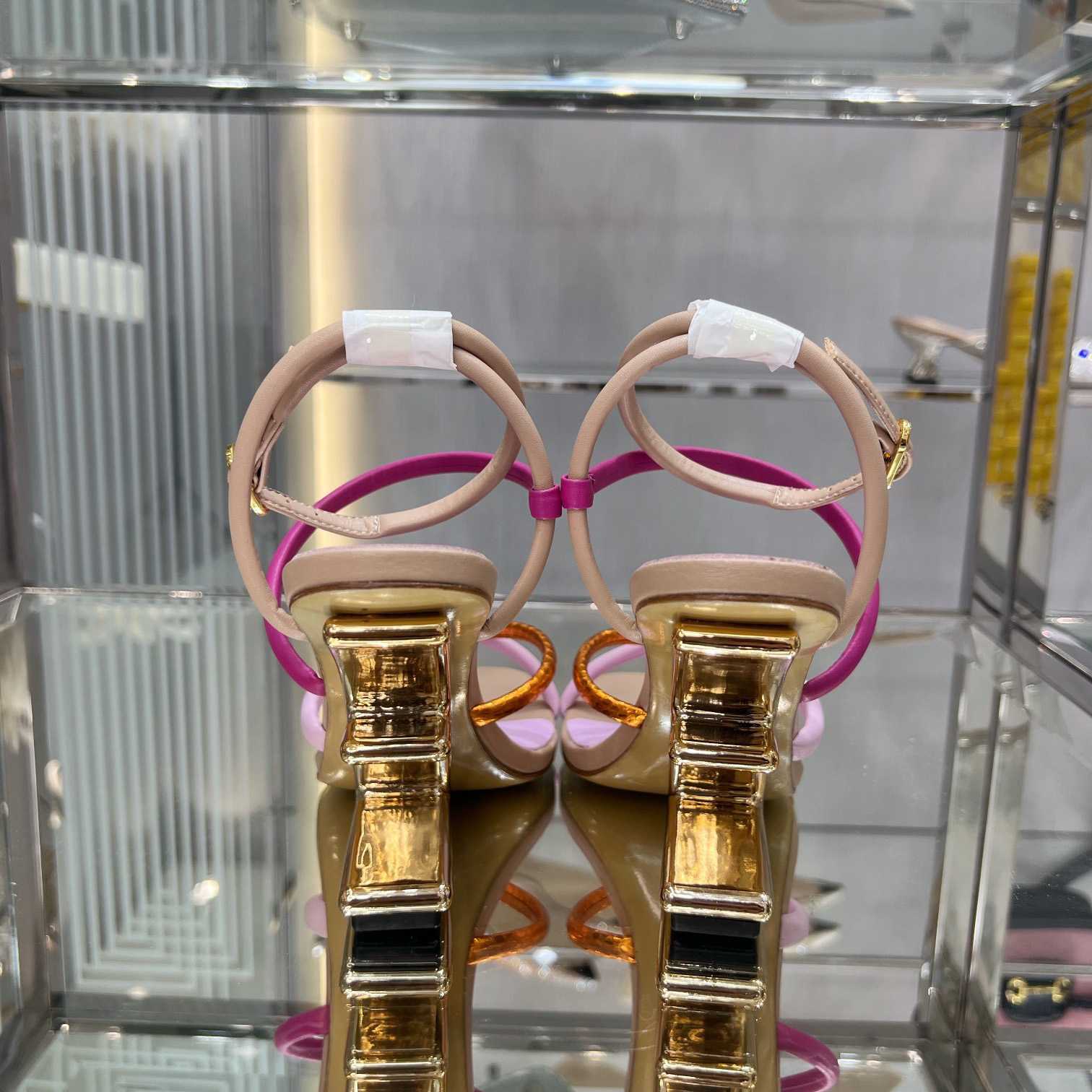 Fendi First Pink Nappa Leather High-Heeled Sandals - PerfectKickZ