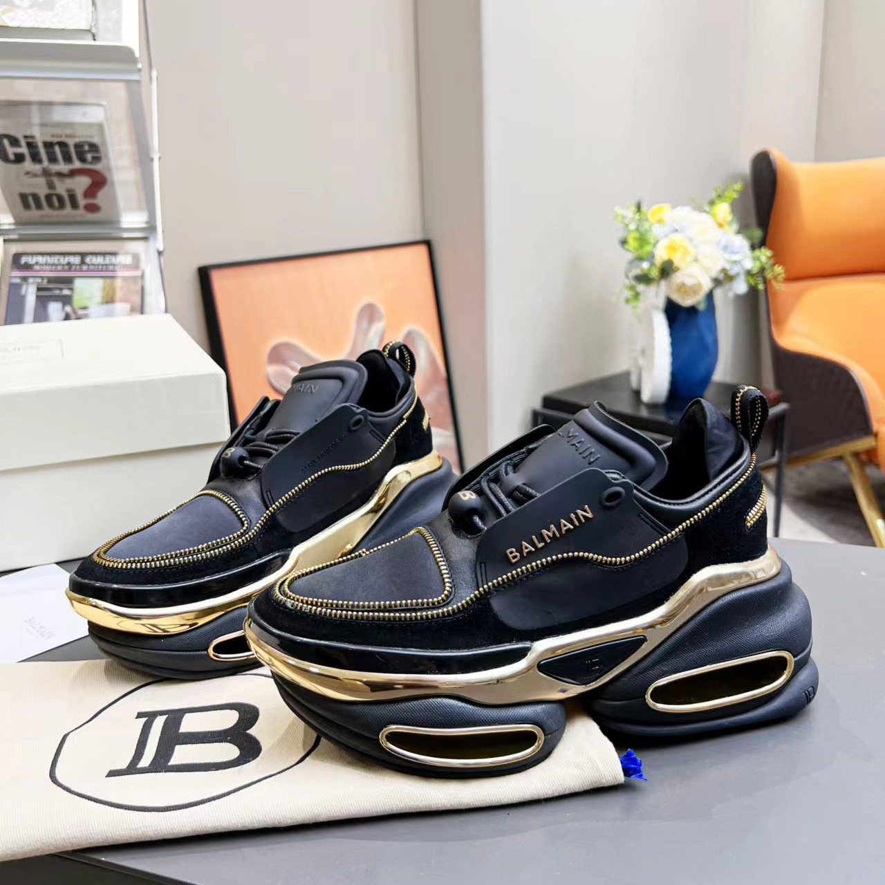 Balmain Leather And Suede B-Bold Low-Top Sneakers - PerfectKickZ