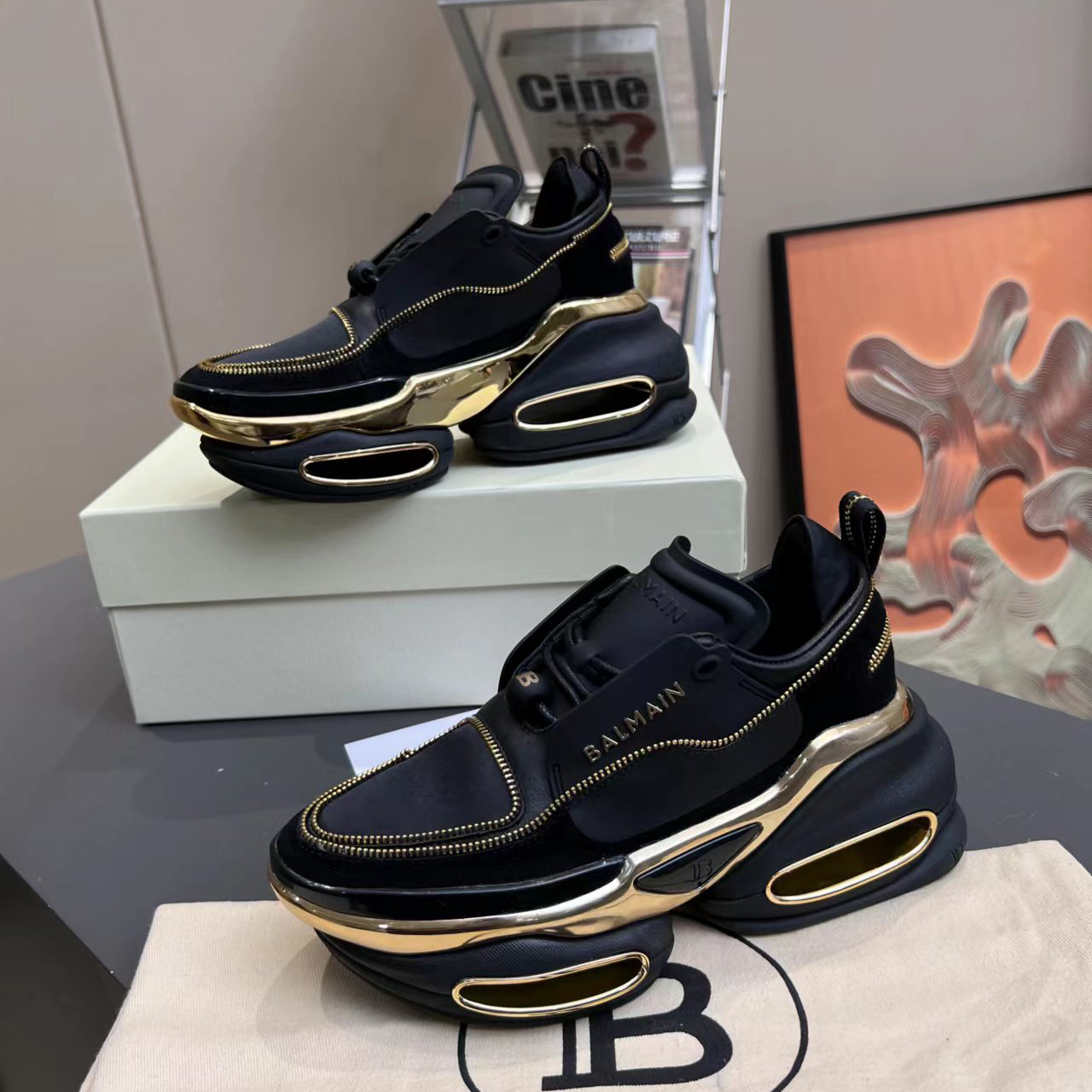 Balmain Leather And Suede B-Bold Low-Top Sneakers - PerfectKickZ