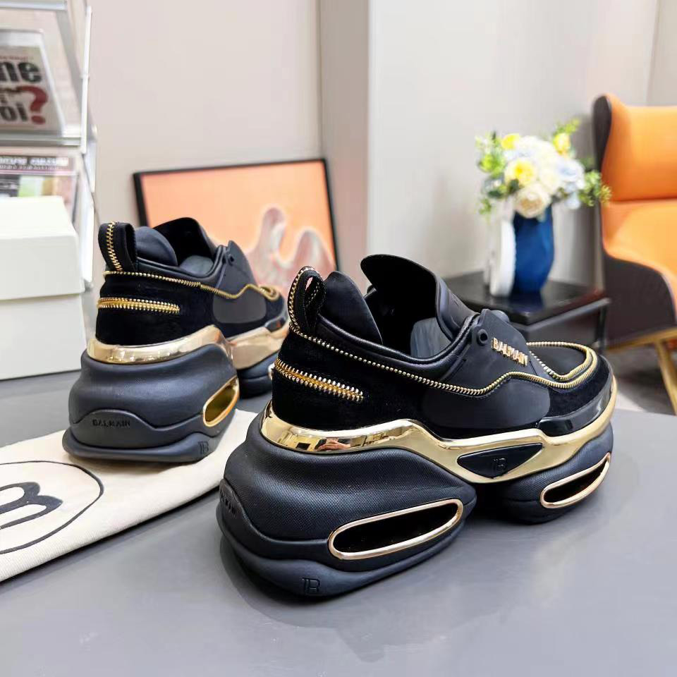 Balmain Leather And Suede B-Bold Low-Top Sneakers - PerfectKickZ