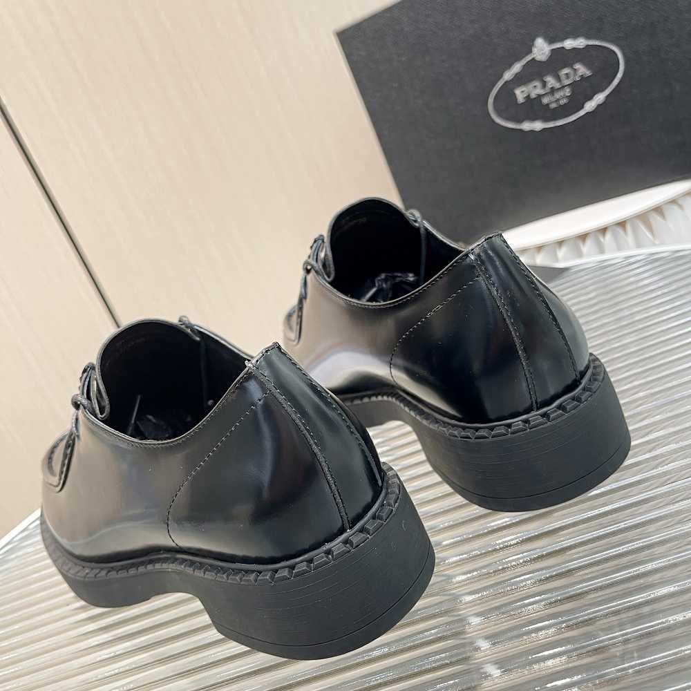 Prada Brushed Leather Lace-Up Shoes - 