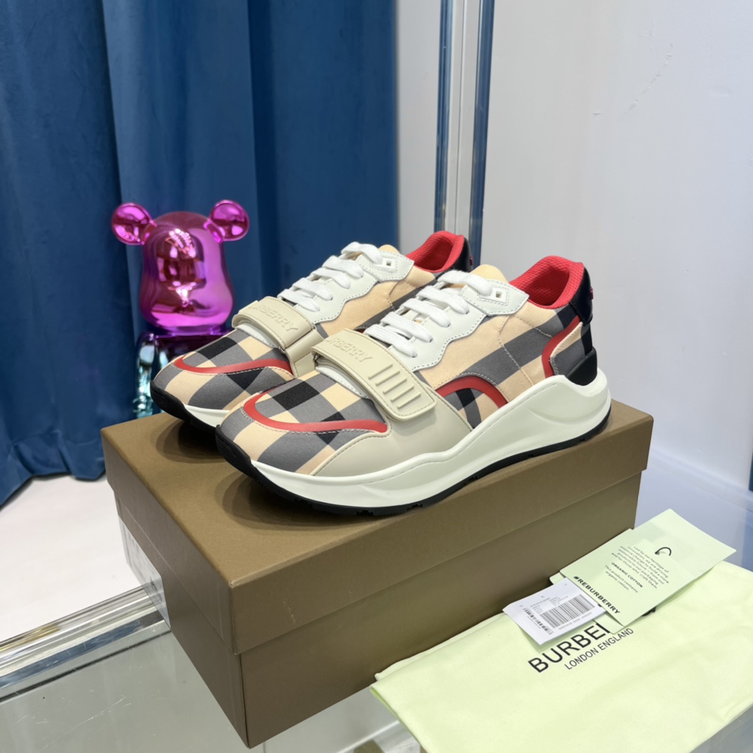 Burberry Check Nylon And Leather Sneakers - PerfectKickZ