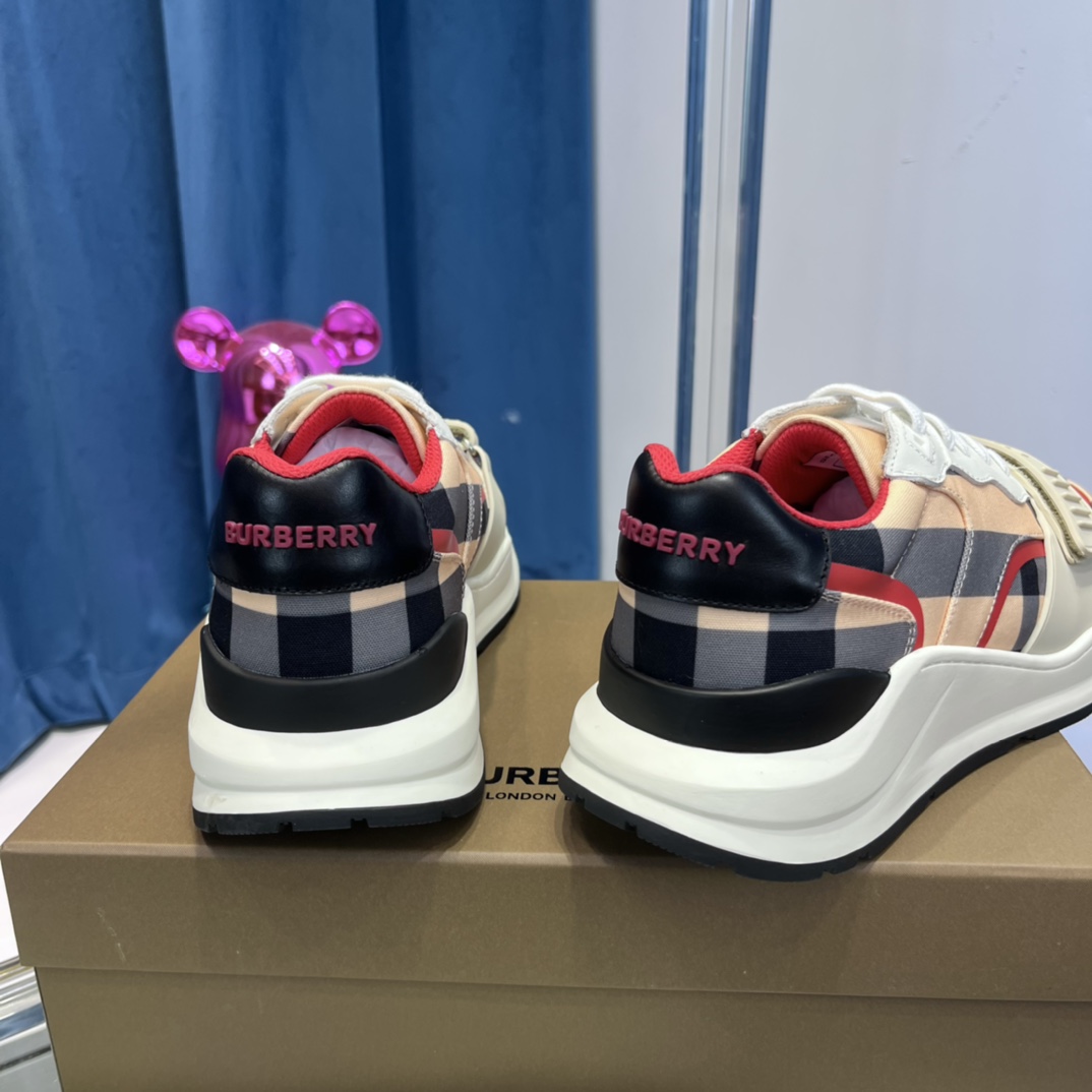 Burberry Check Nylon And Leather Sneakers - PerfectKickZ