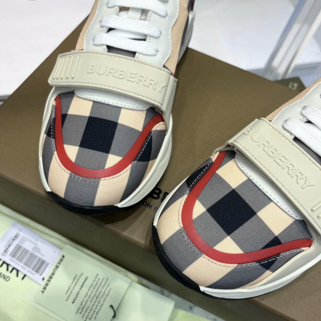 Burberry Check Nylon And Leather Sneakers - PerfectKickZ