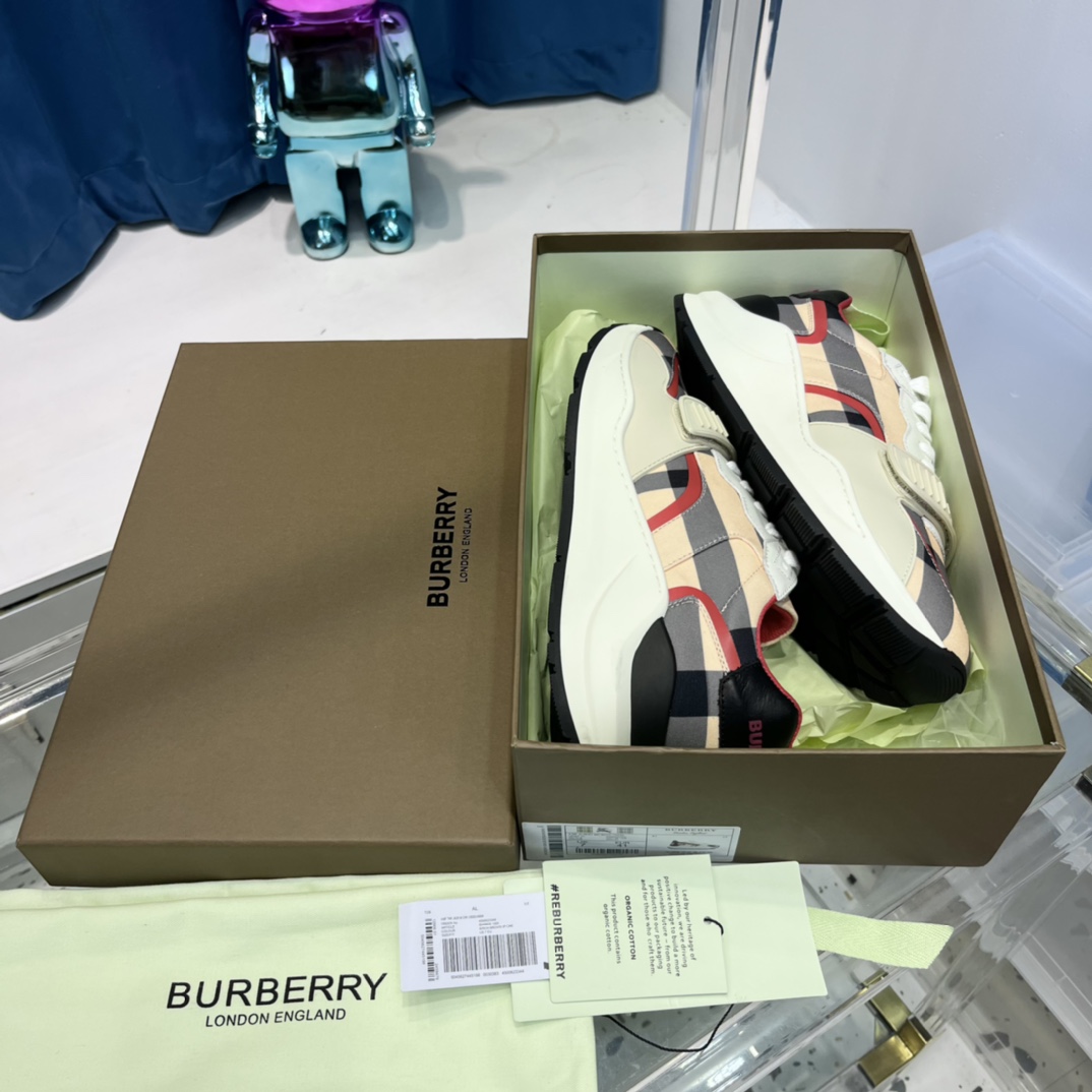 Burberry Check Nylon And Leather Sneakers - PerfectKickZ