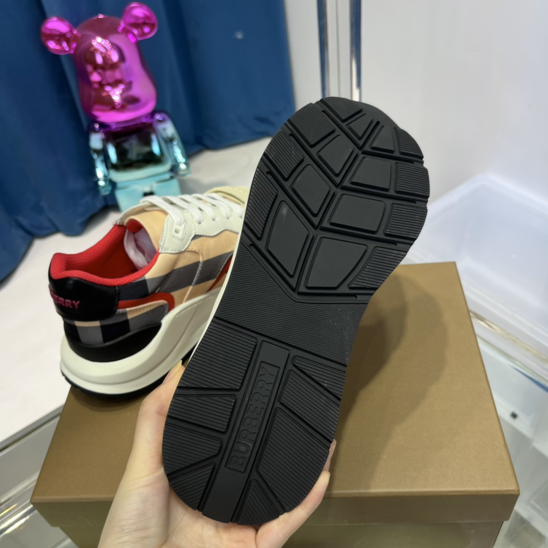 Burberry Check Nylon And Leather Sneakers - PerfectKickZ