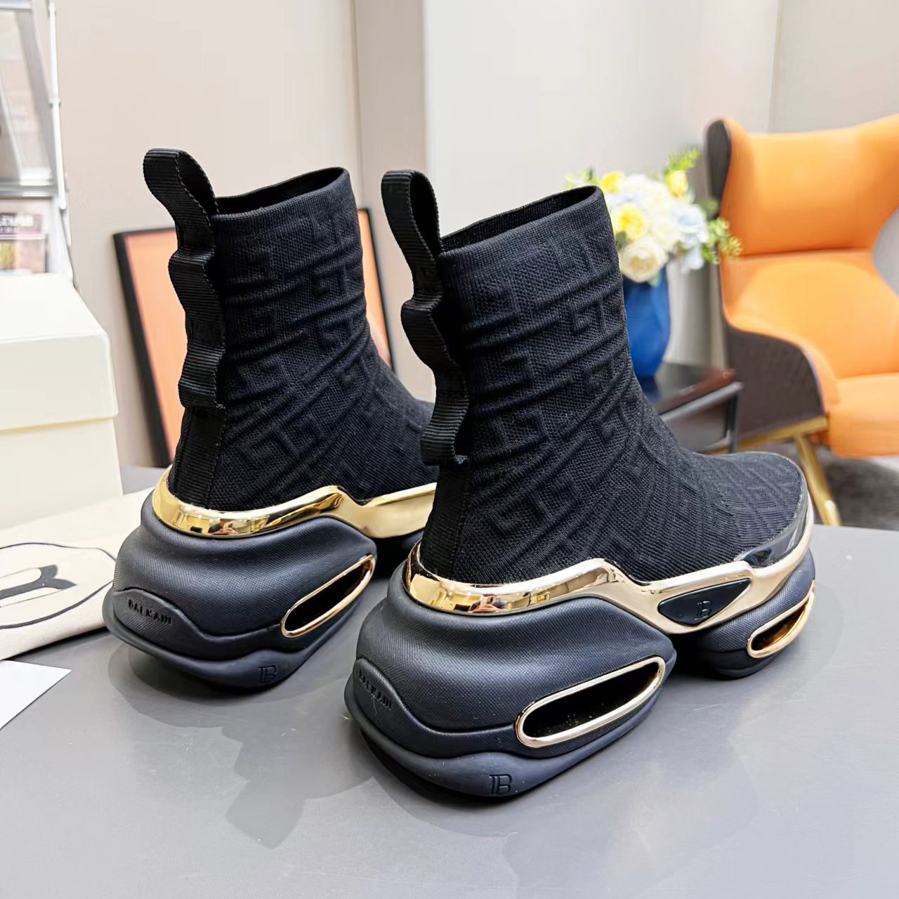 Balmain Kknit And Suede B-Bold High-Top Sneakers - PerfectKickZ