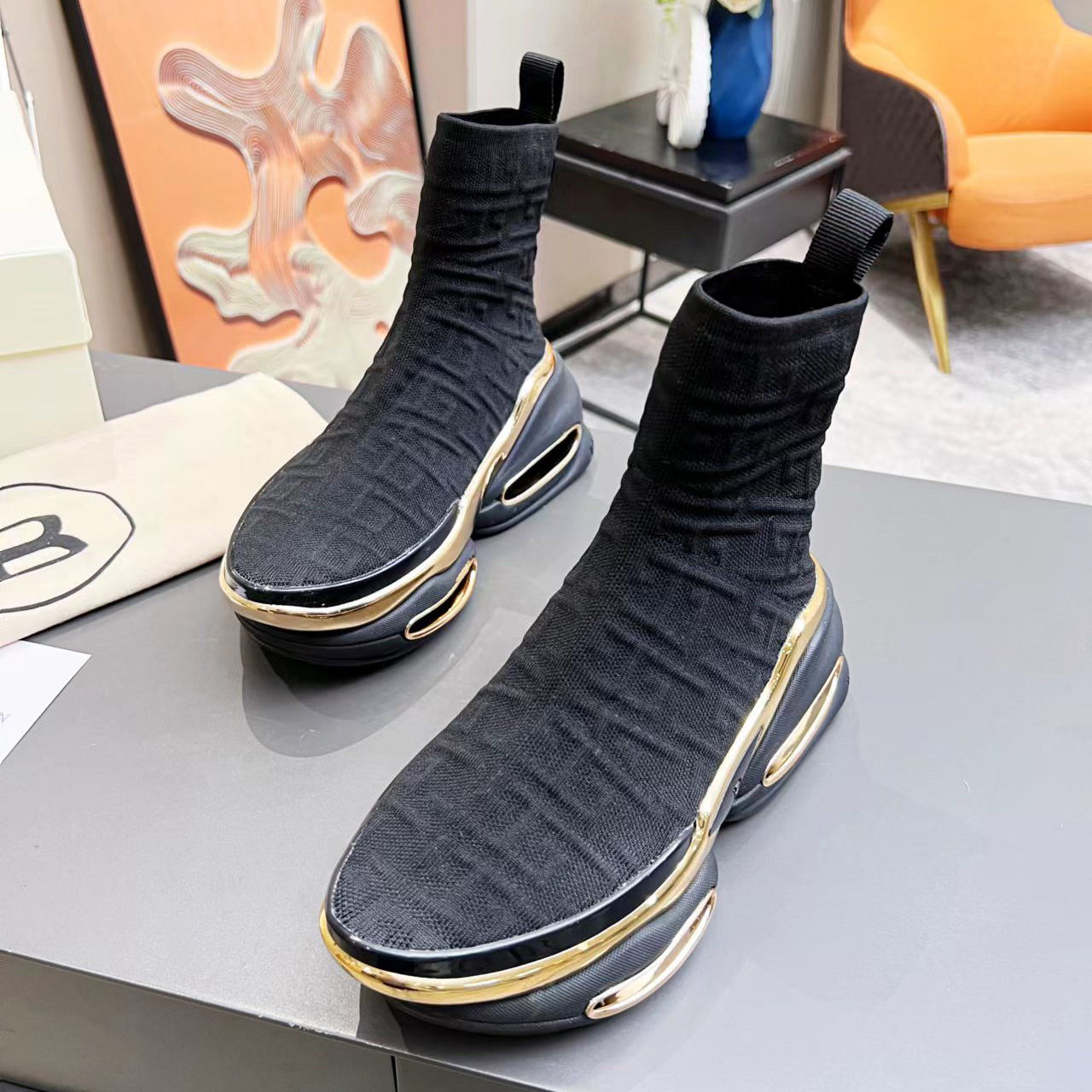 Balmain Kknit And Suede B-Bold High-Top Sneakers - PerfectKickZ