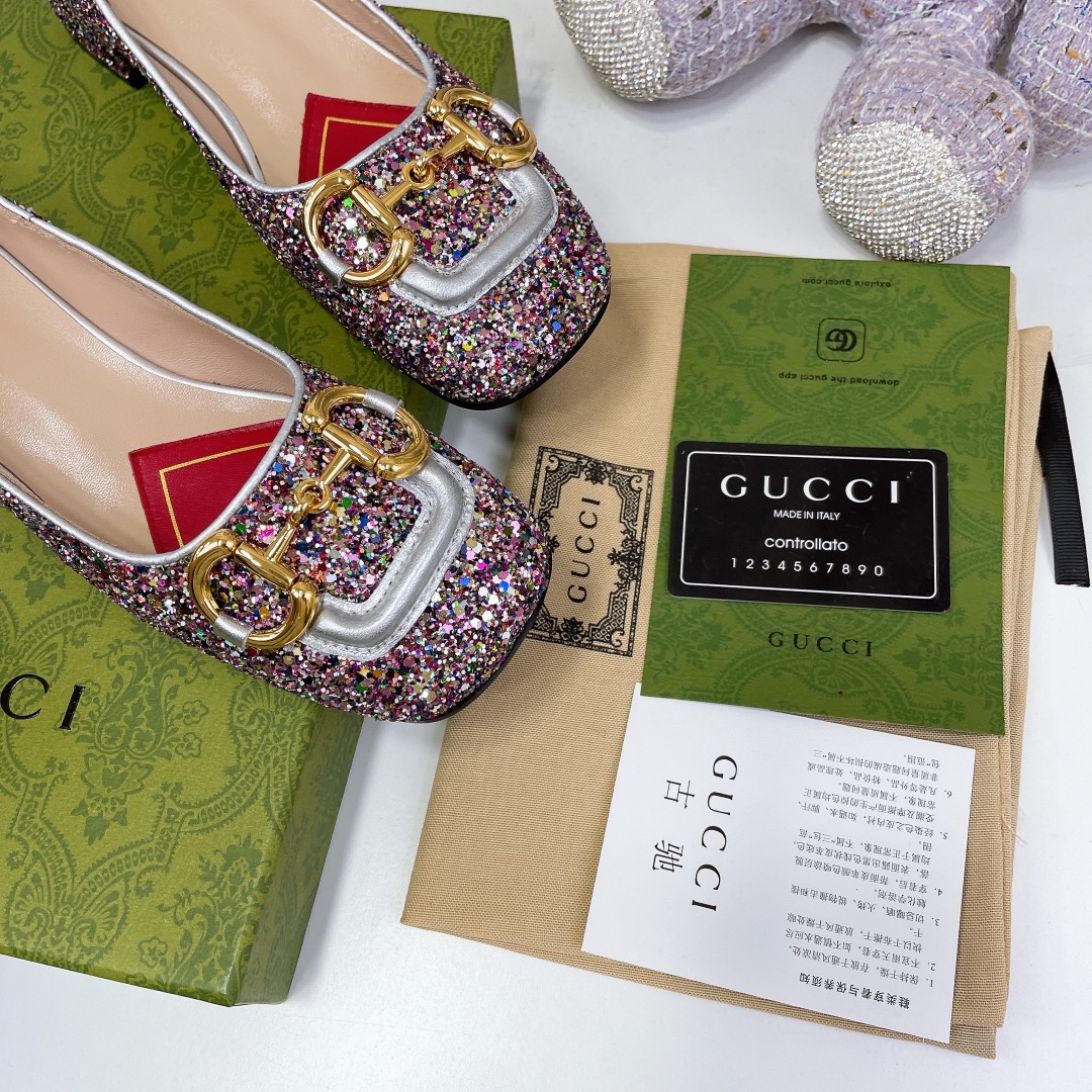 Gucci Lovelight Crystal Ballet Flat With Horsebit - PerfectKickZ