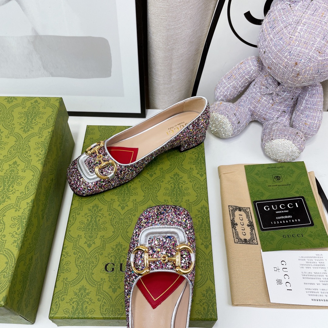 Gucci Lovelight Crystal Ballet Flat With Horsebit - PerfectKickZ