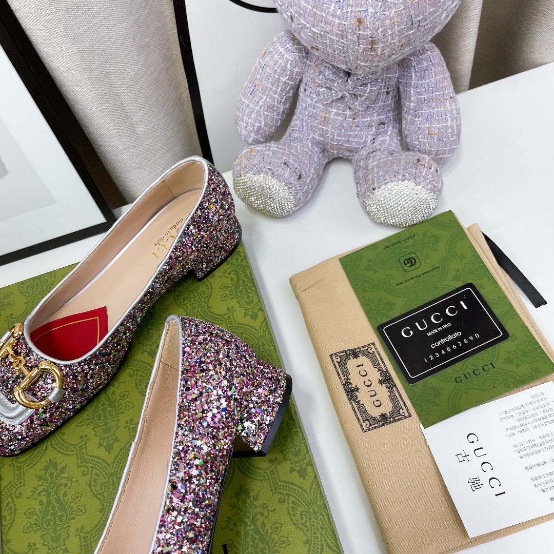 Gucci Lovelight Crystal Ballet Flat With Horsebit - PerfectKickZ