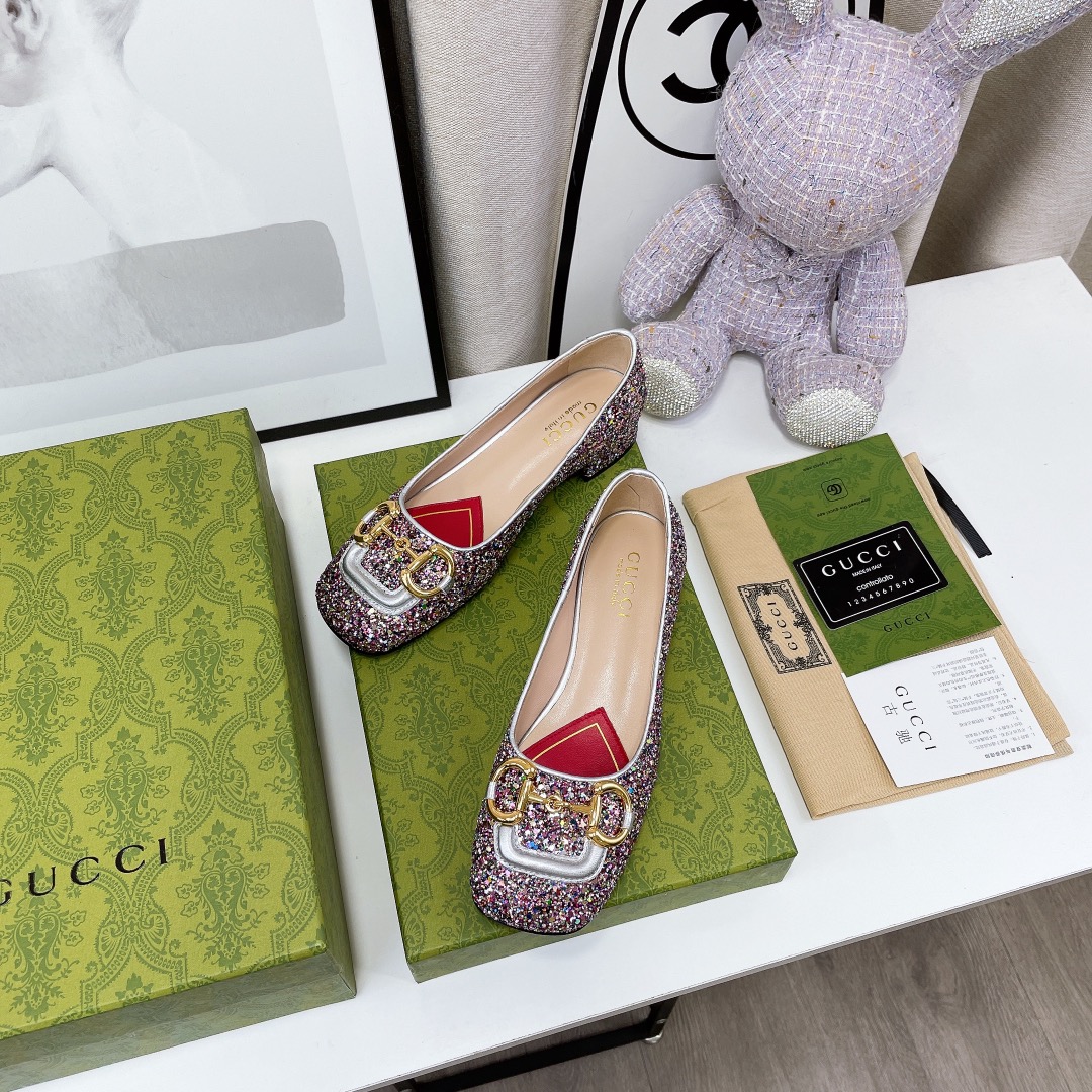 Gucci Lovelight Crystal Ballet Flat With Horsebit - PerfectKickZ