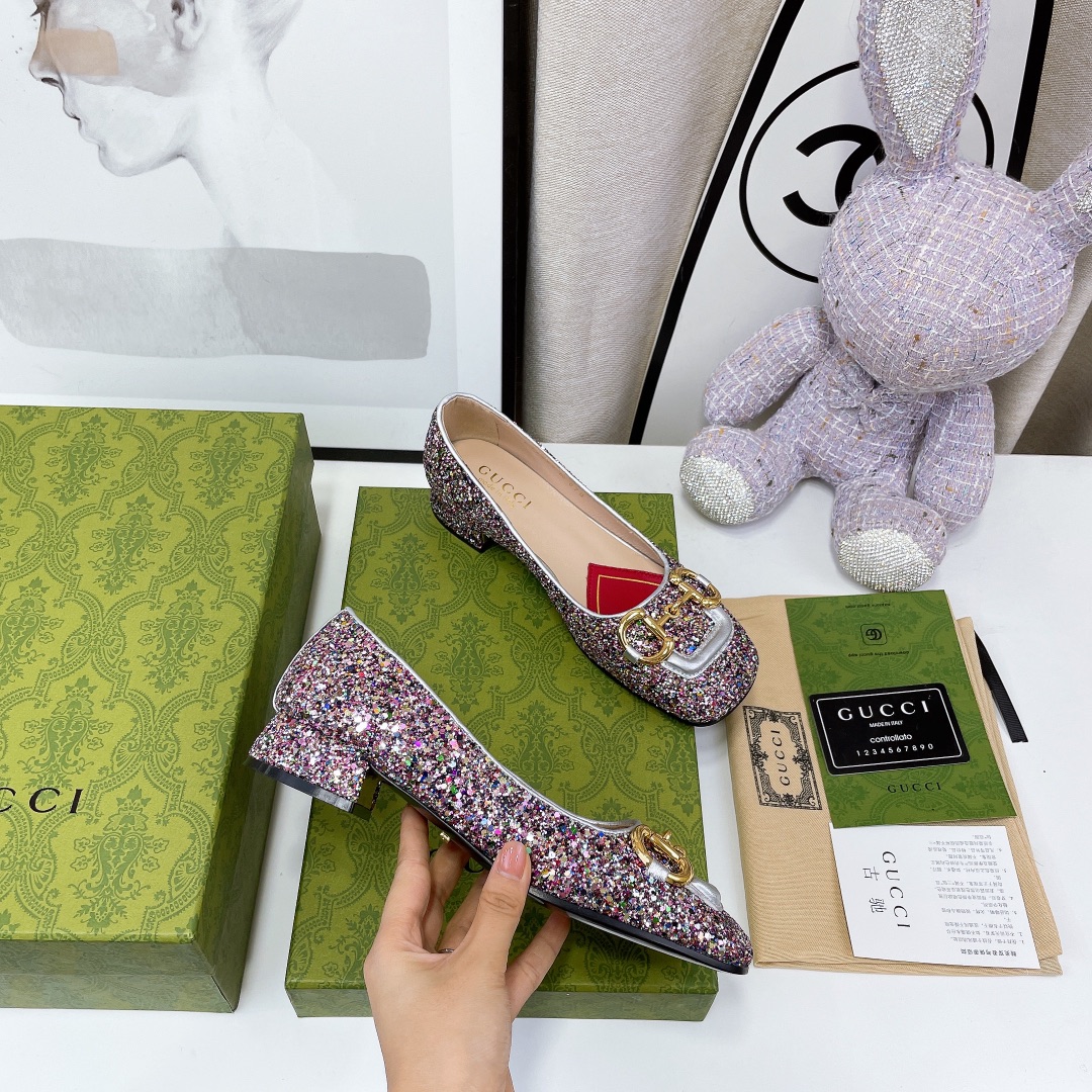 Gucci Lovelight Crystal Ballet Flat With Horsebit - PerfectKickZ