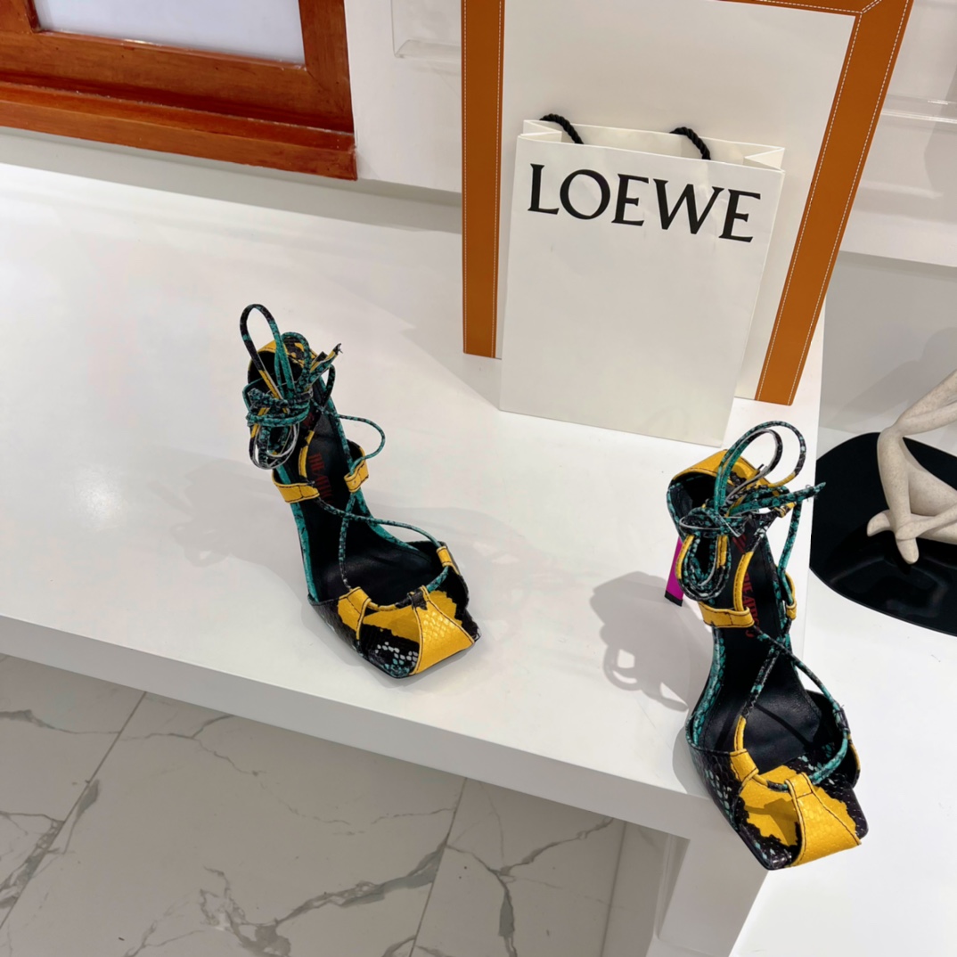 The Attico ''Adele'' Green And Yellow Sandal - PerfectKickZ