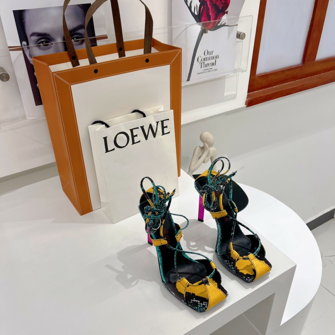 The Attico ''Adele'' Green And Yellow Sandal - PerfectKickZ