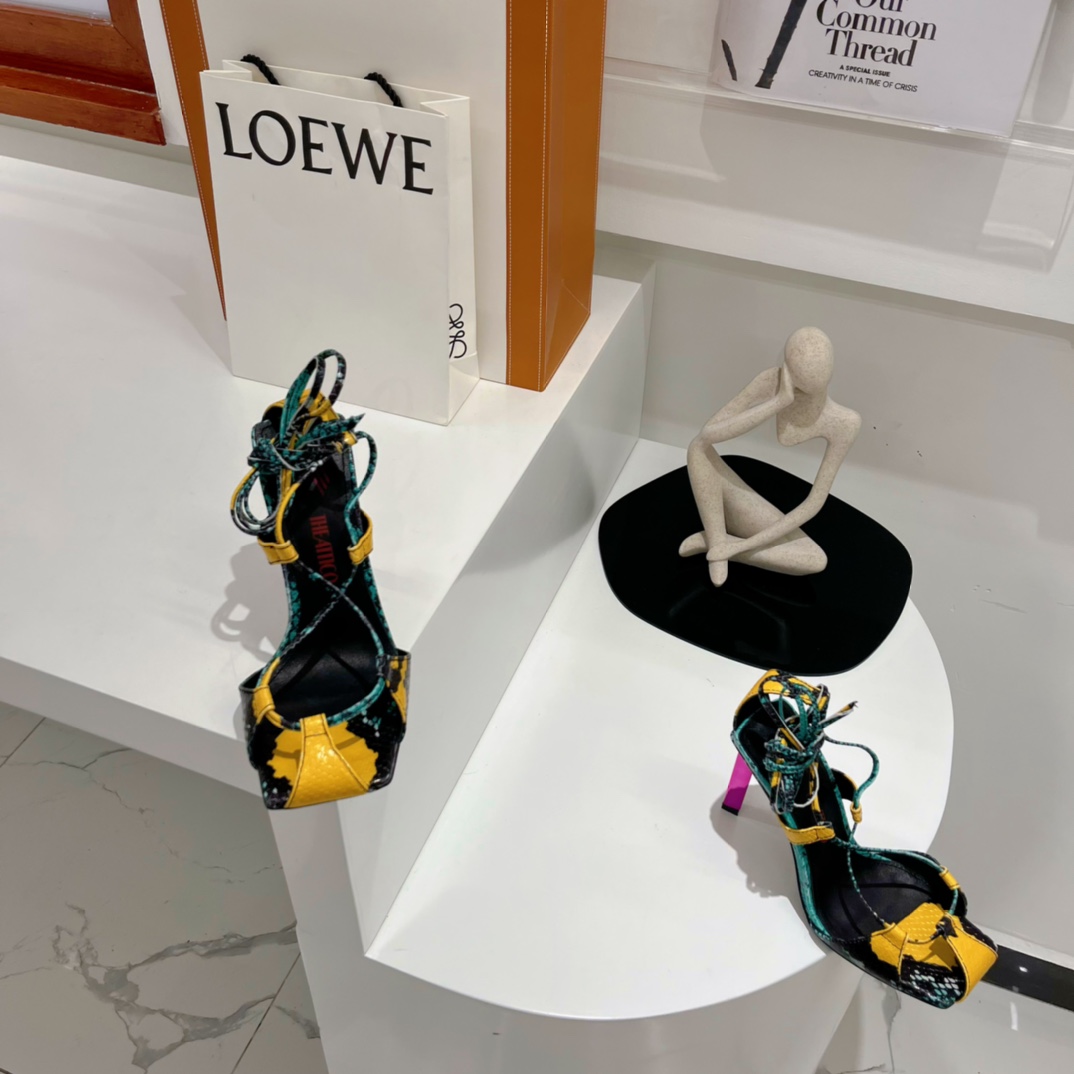The Attico ''Adele'' Green And Yellow Sandal - PerfectKickZ