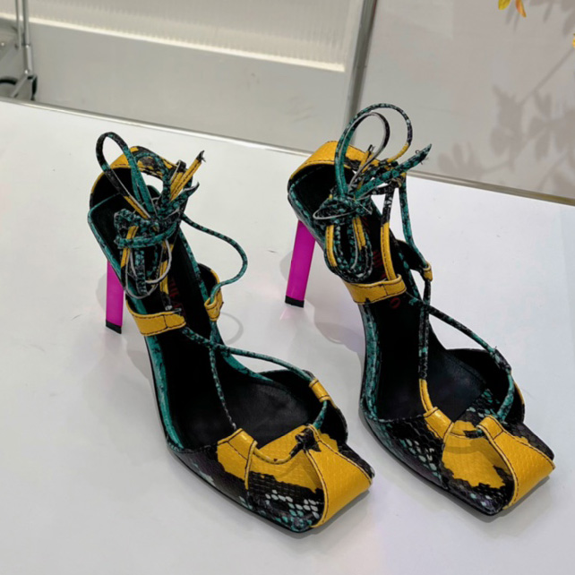 The Attico ''Adele'' Green And Yellow Sandal - PerfectKickZ