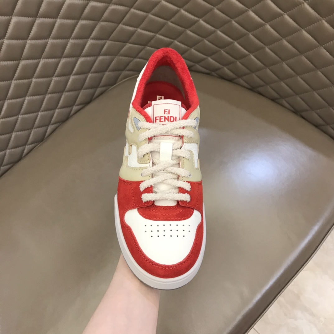 Fendi Red Leather Low-Tops Sneakers - PerfectKickZ