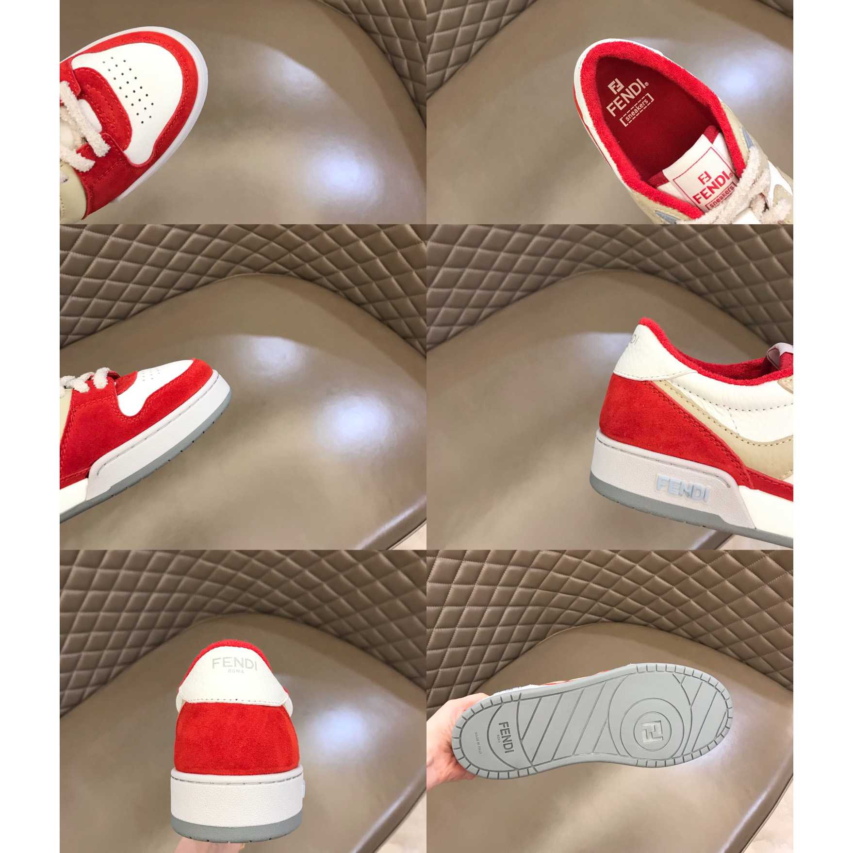 Fendi Red Leather Low-Tops Sneakers - PerfectKickZ