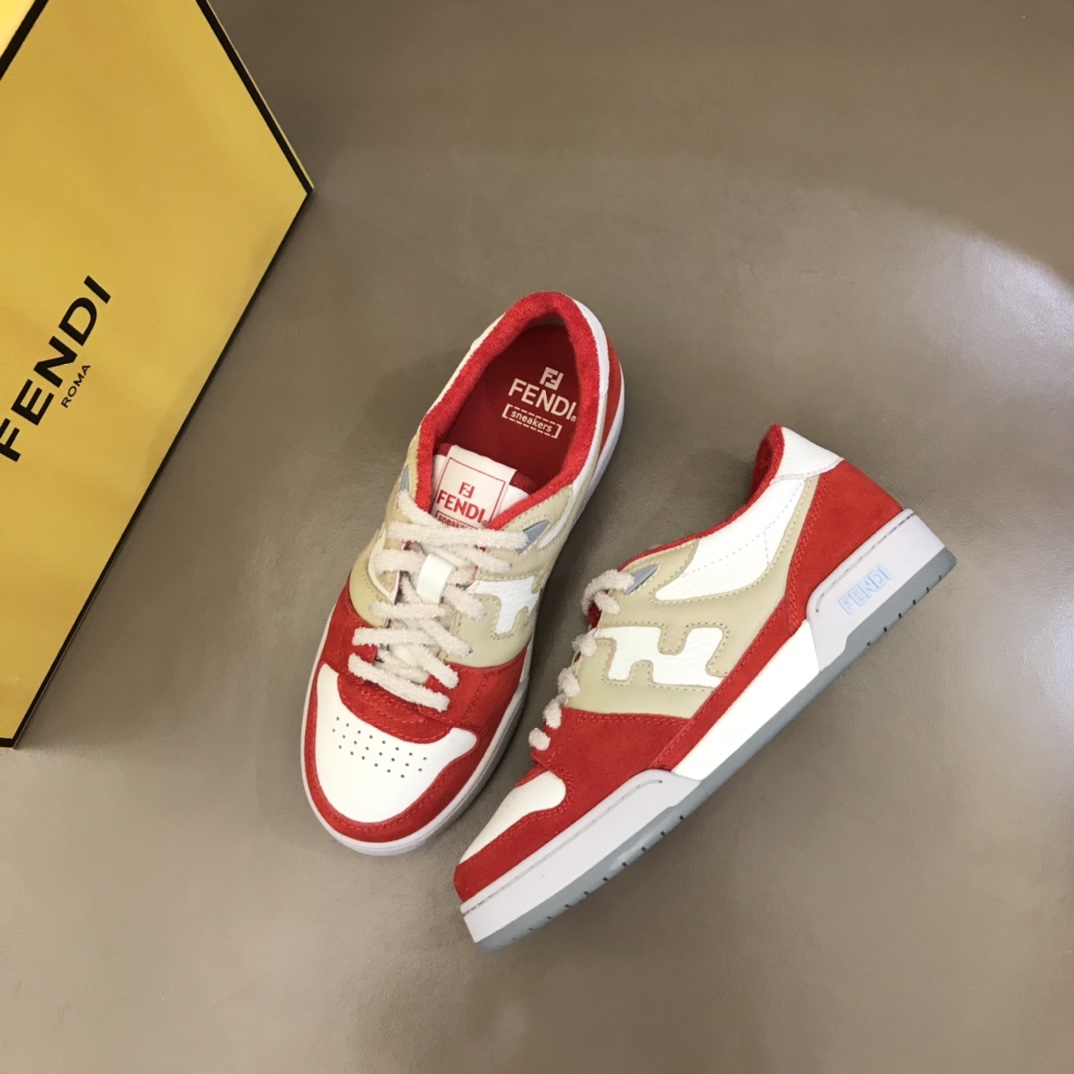 Fendi Red Leather Low-Tops Sneakers - PerfectKickZ