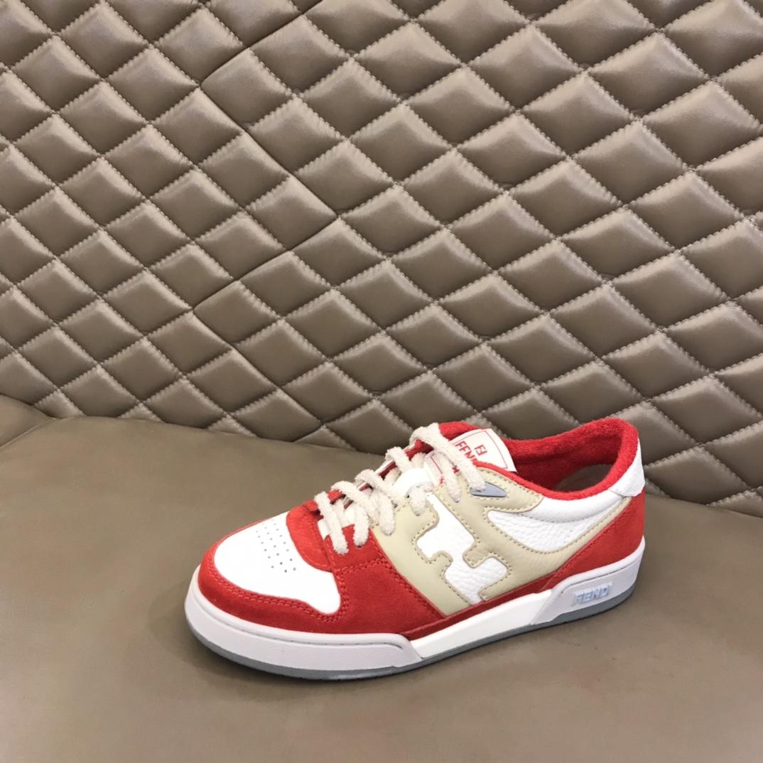 Fendi Red Leather Low-Tops Sneakers - PerfectKickZ