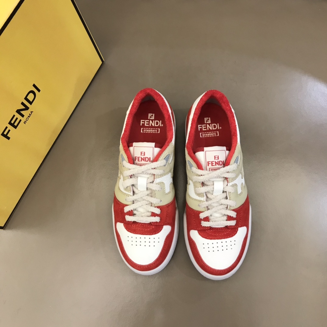 Fendi Red Leather Low-Tops Sneakers - PerfectKickZ