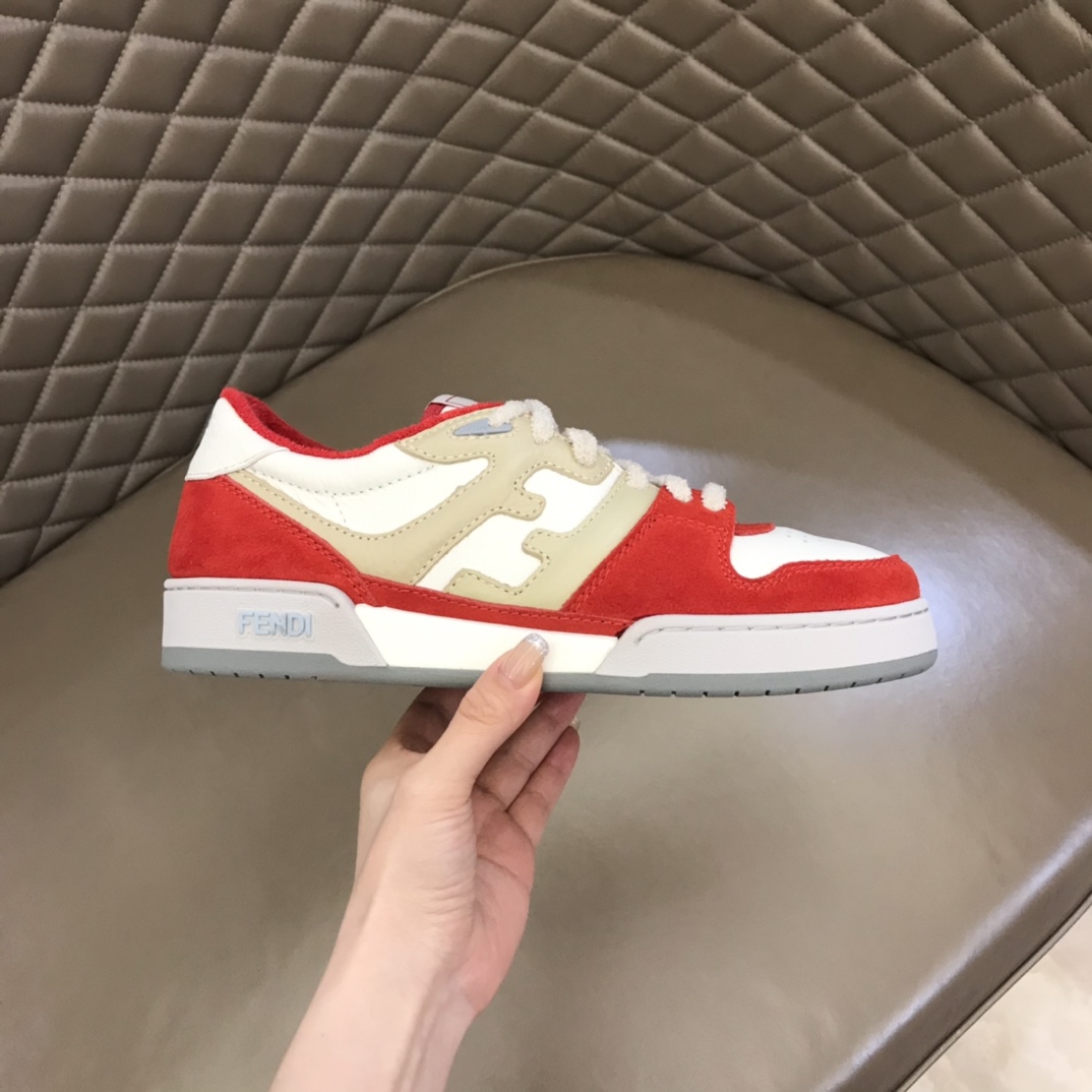 Fendi Red Leather Low-Tops Sneakers - PerfectKickZ