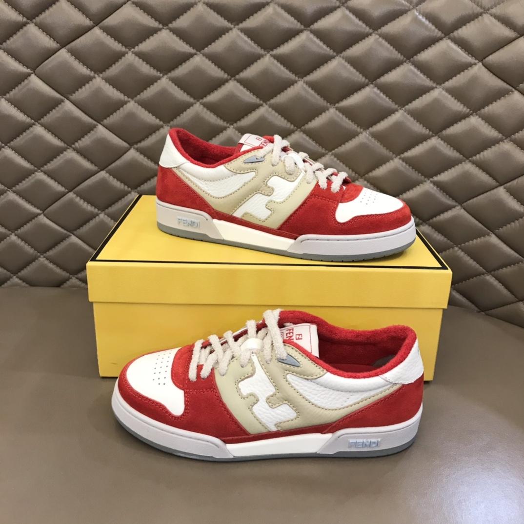 Fendi Red Leather Low-Tops Sneakers - PerfectKickZ