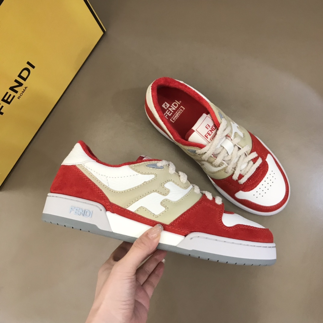 Fendi Red Leather Low-Tops Sneakers - PerfectKickZ