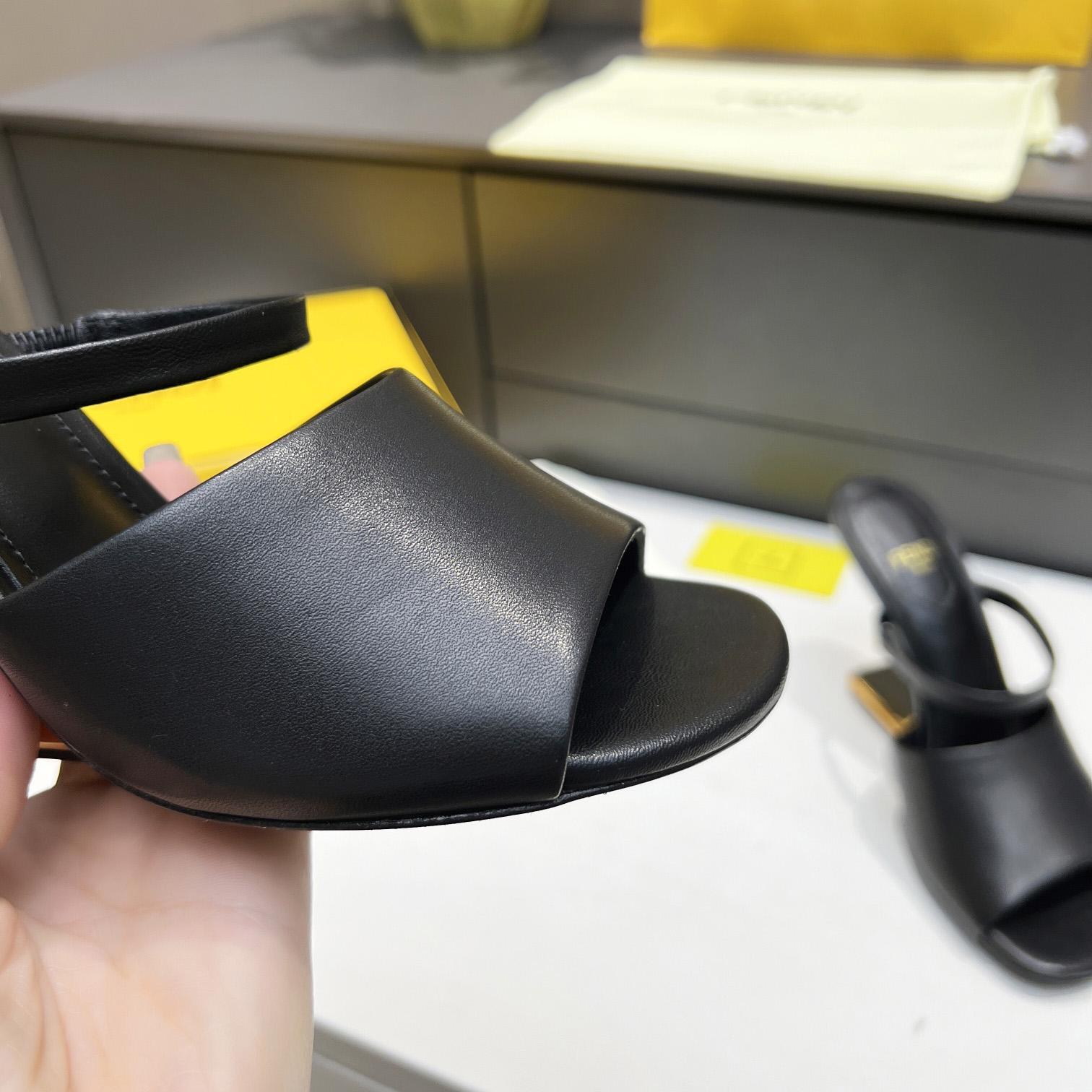 Fendi First Black Leather High-Heeled Sandals - PerfectKickZ