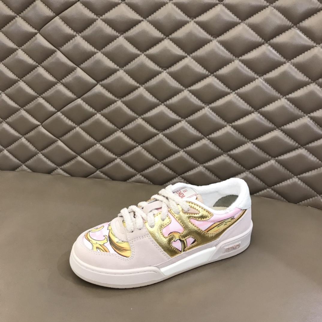 Fendi Match Fendace Printed Pink Satin Low-Tops Sneakers - PerfectKickZ