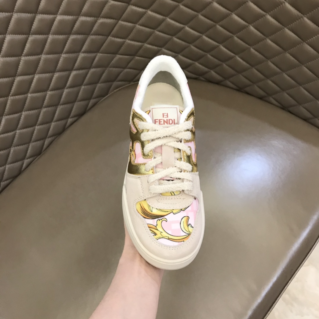 Fendi Match Fendace Printed Pink Satin Low-Tops Sneakers - PerfectKickZ