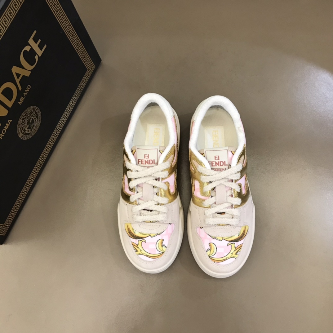 Fendi Match Fendace Printed Pink Satin Low-Tops Sneakers - PerfectKickZ