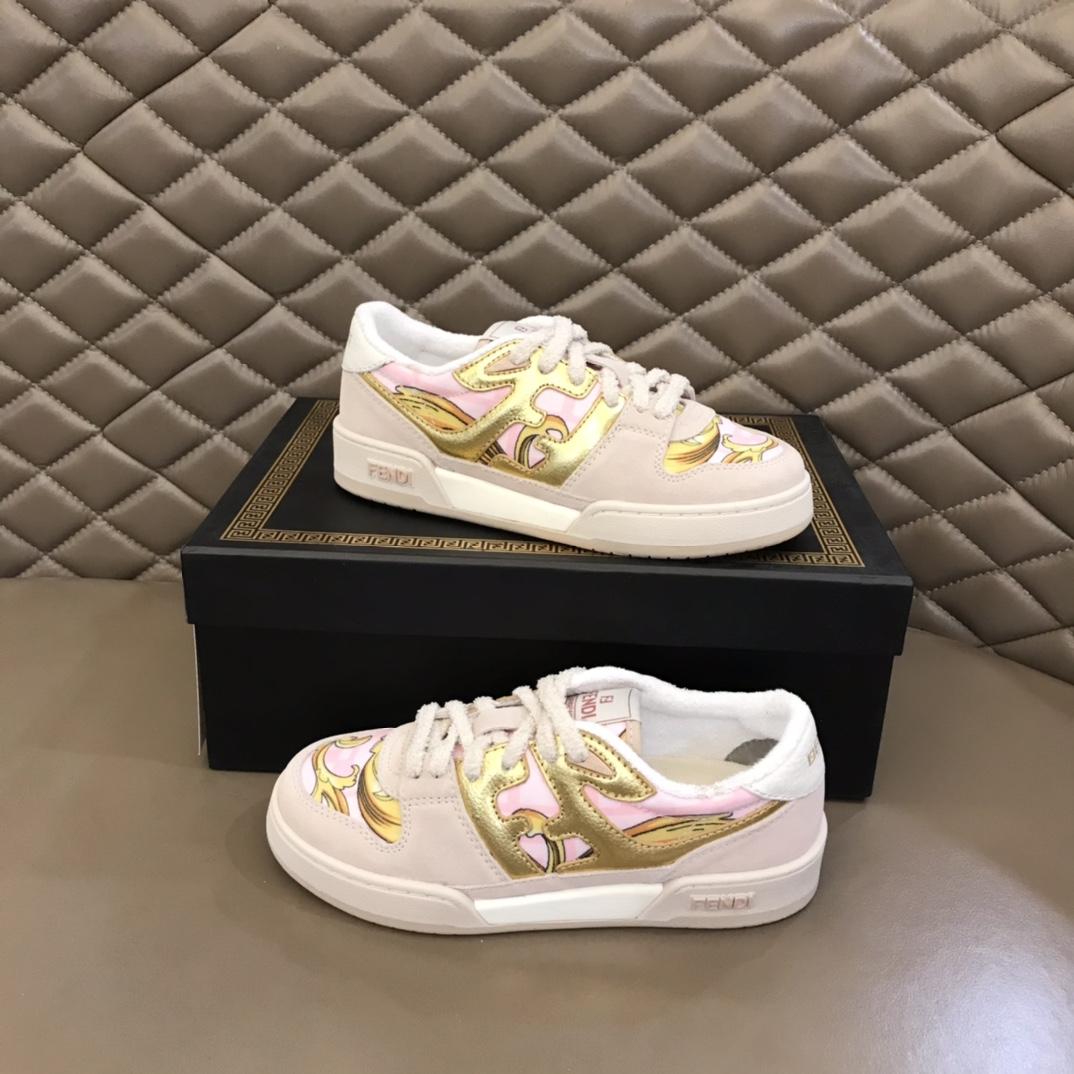 Fendi Match Fendace Printed Pink Satin Low-Tops Sneakers - PerfectKickZ