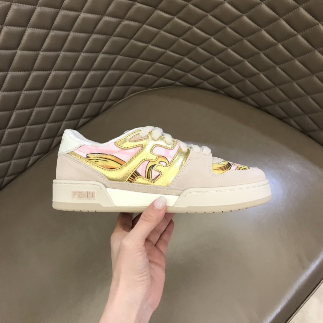 Fendi Match Fendace Printed Pink Satin Low-Tops Sneakers - PerfectKickZ