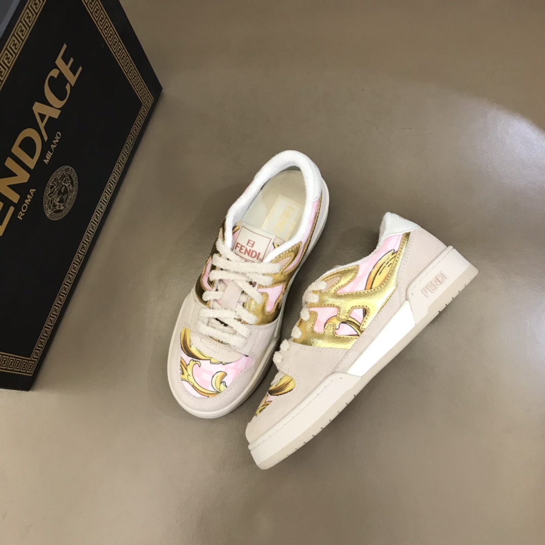 Fendi Match Fendace Printed Pink Satin Low-Tops Sneakers - PerfectKickZ