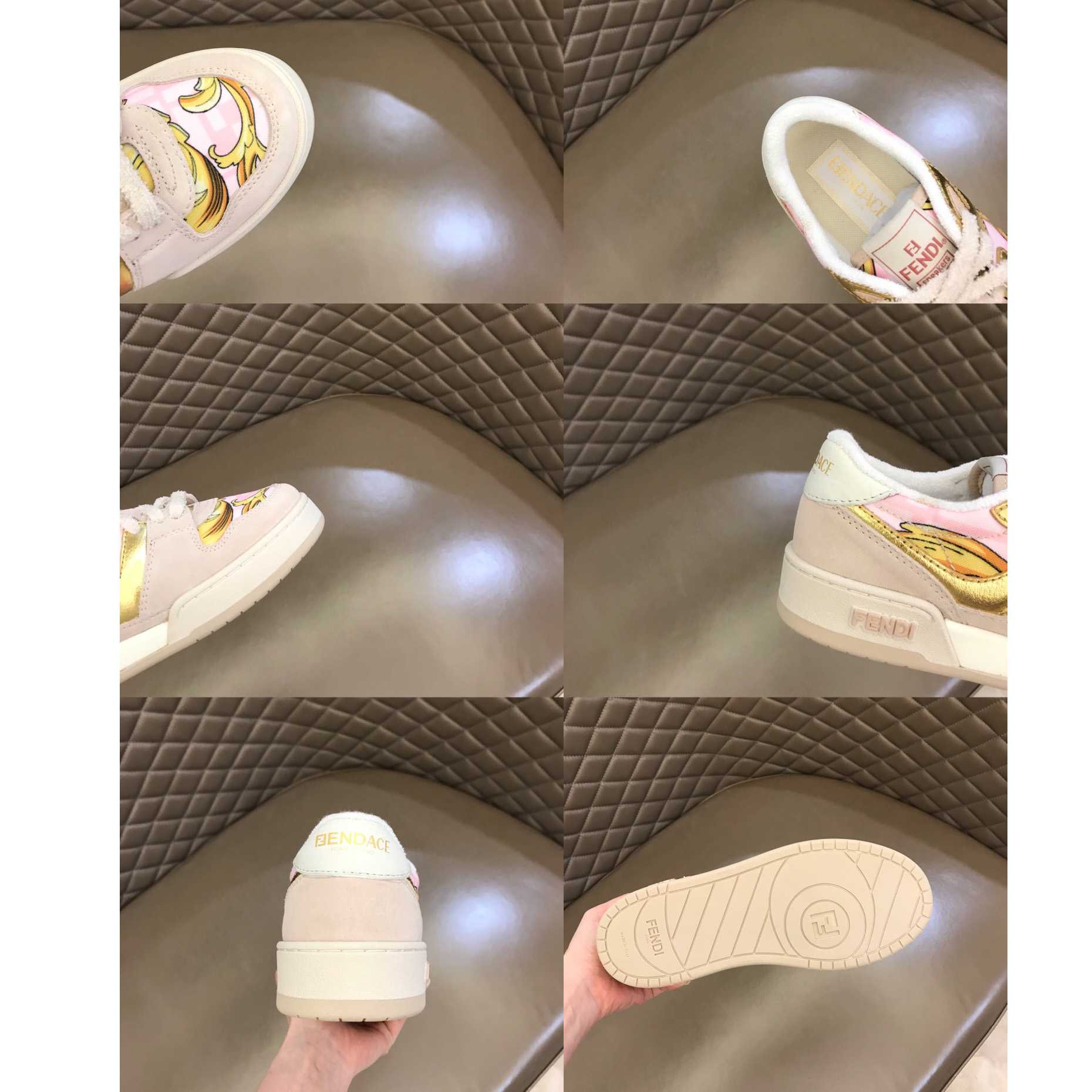 Fendi Match Fendace Printed Pink Satin Low-Tops Sneakers - PerfectKickZ