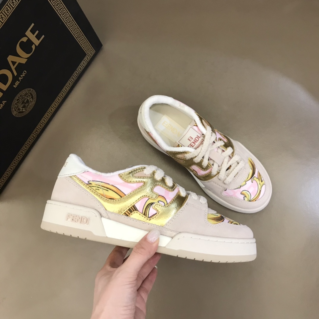 Fendi Match Fendace Printed Pink Satin Low-Tops Sneakers - PerfectKickZ