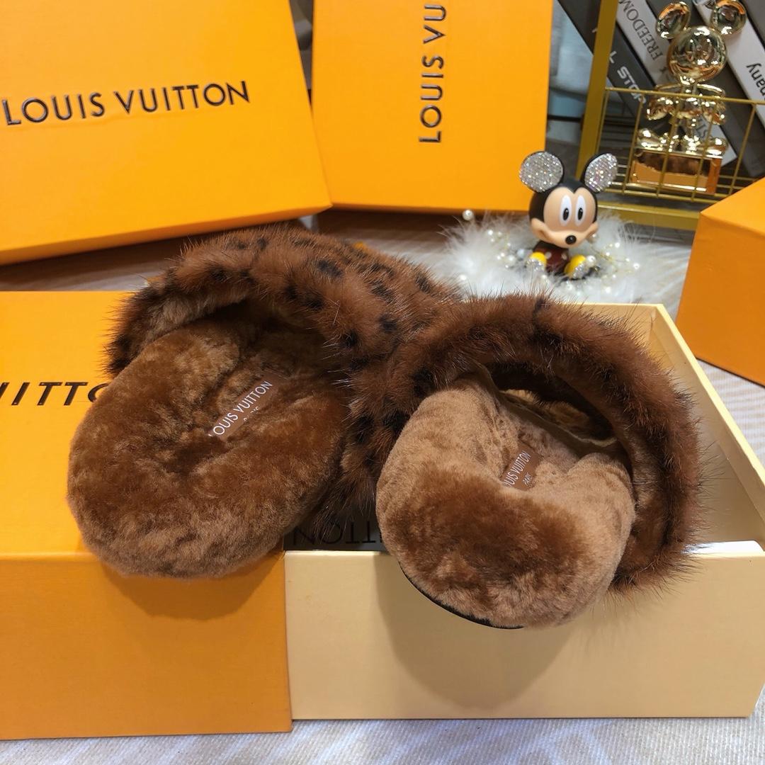 Louis Vuitton Mink Fur Bom Dia Slippers  - PerfectKickZ