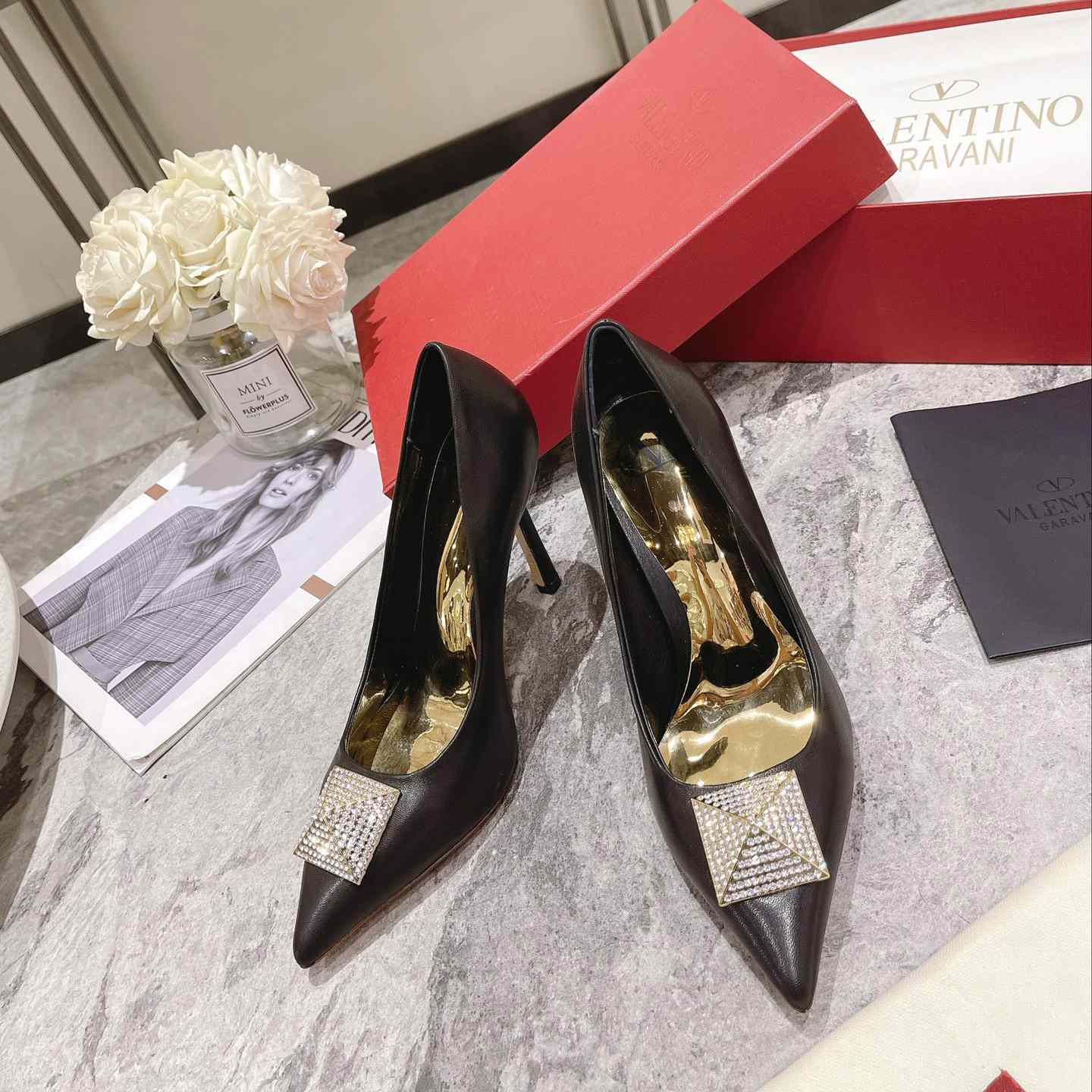 Valenti Garavani One Stud Pump With Crystal  100mm - PerfectKickZ