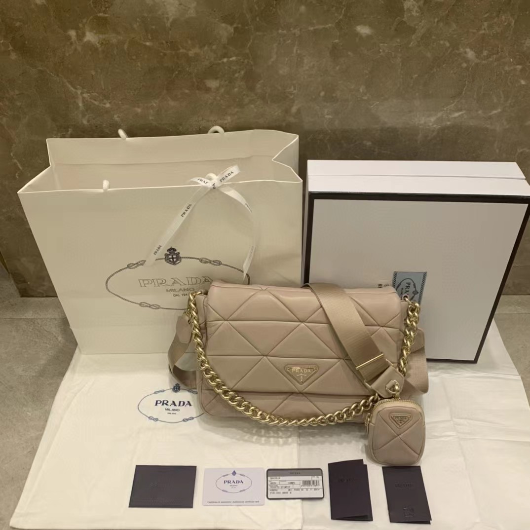 Prada System Nappa Leather Patchwork Bag(28-18-7.5CM) - PerfectKickZ